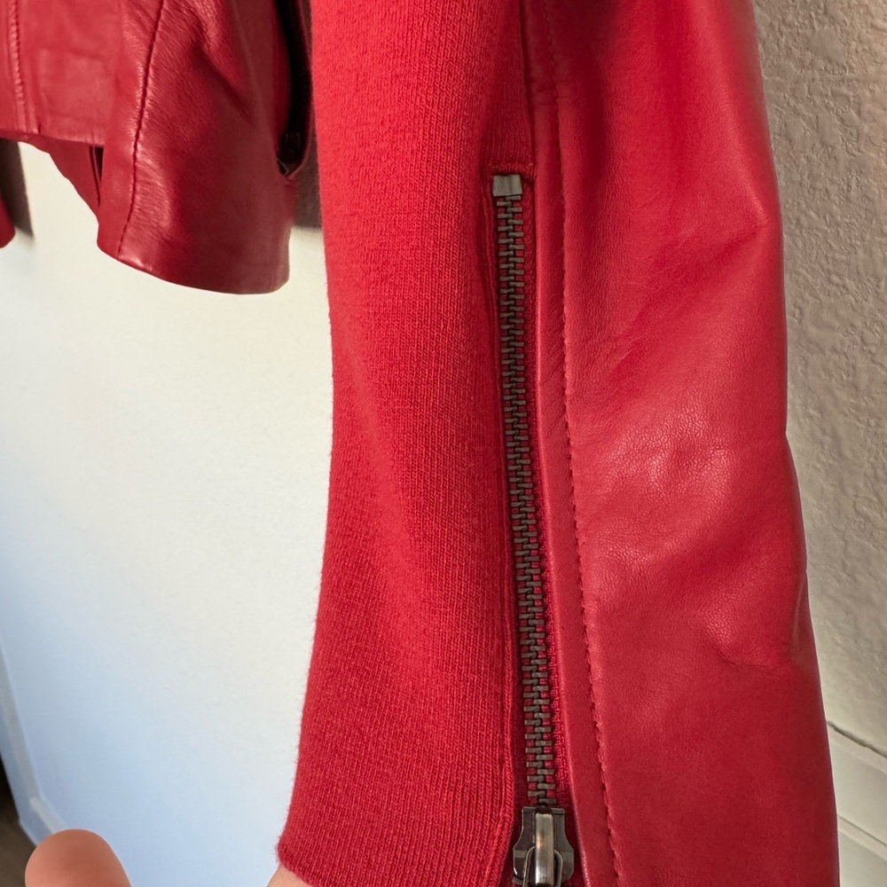Neiman Marcus Striking Red Leather Jacket - Picture 4 of 4